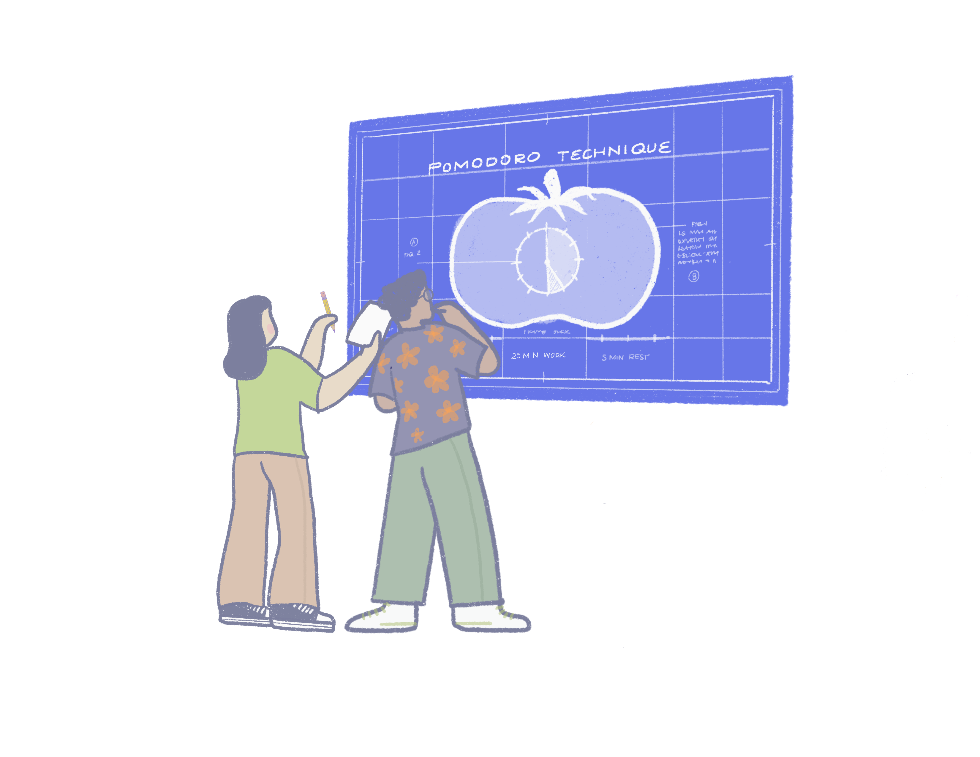 Student working in focused blocks